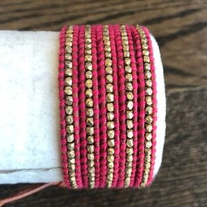 New Auth Chan Luu Gold Five Wrap Bracelet on Pink